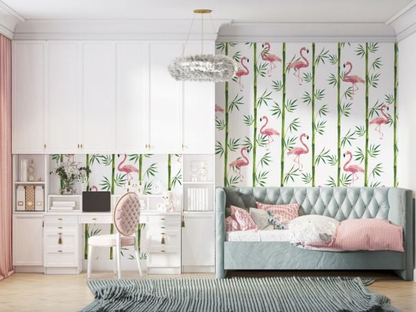 Bambu Ağaçları Arasında Pelikanlar Duvar Kağıdı