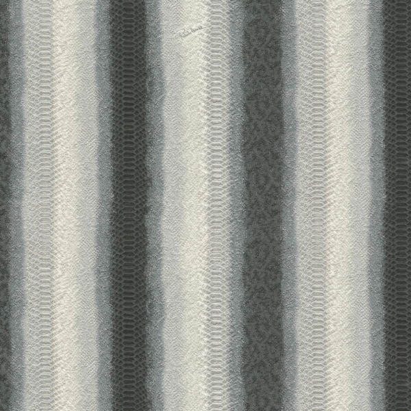 Roberto Cavalli Dokulu Çizgili Antrasit Krem Duvar Kağıdı