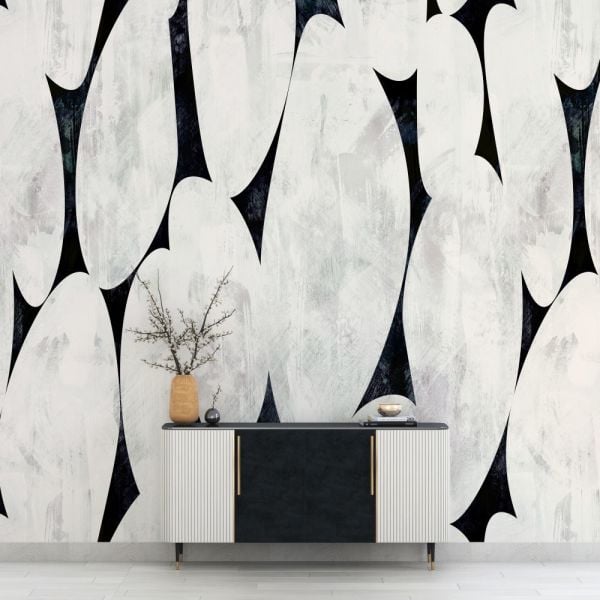 Elips Desenler Sıva Görünümlü Tasarım Duvar Kağıdı