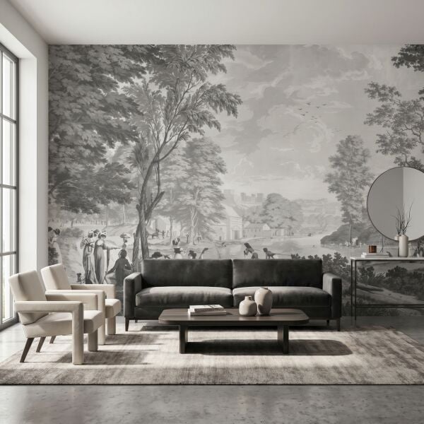 Siyah Beyaz Provance Desen Duvar Kağıdı