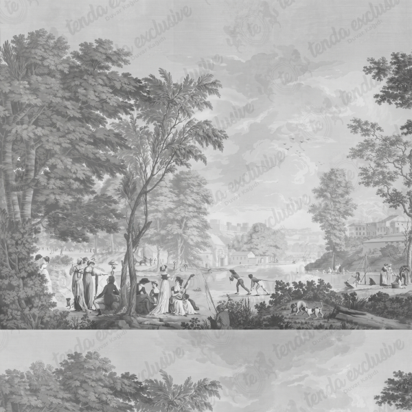 Siyah Beyaz Provance Desen Duvar Kağıdı