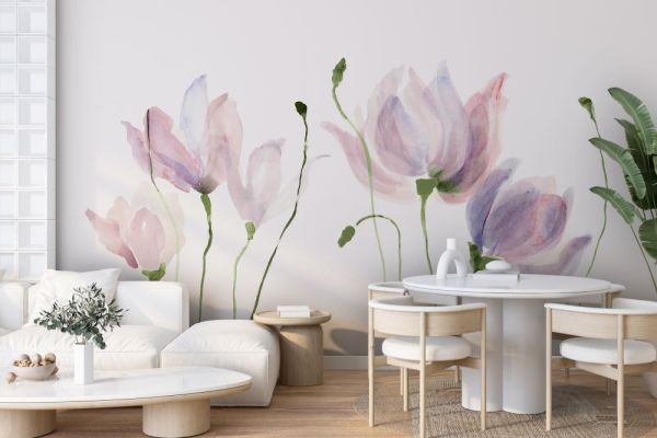 Sulu Boya Laleler Duvar Kağıdı