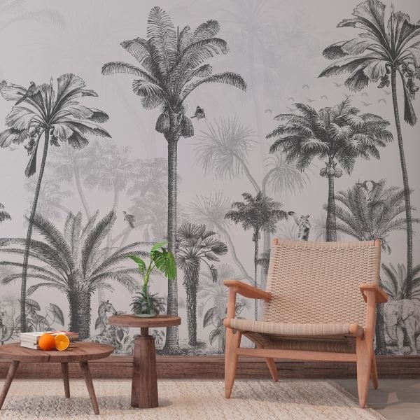 Muz Ve Hindistan Cevizi Ağaçlar Zürafa Duvar Kağıdı