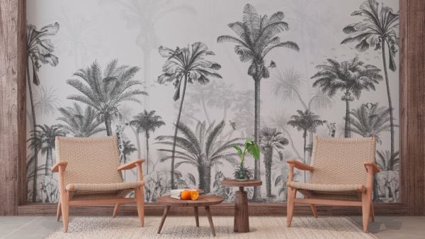 Muz Ve Hindistan Cevizi Ağaçlar Zürafa Duvar Kağıdı