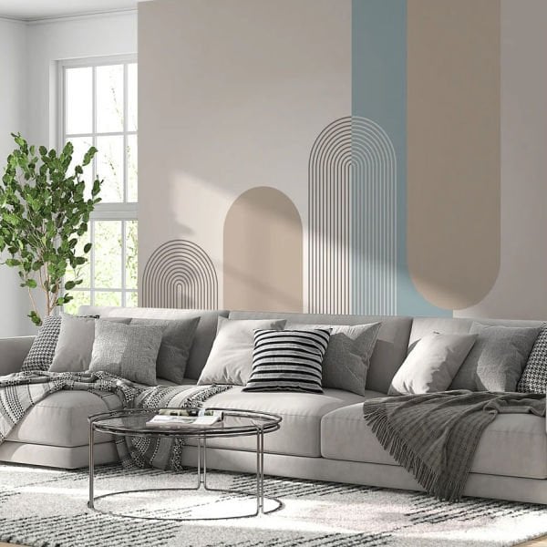 Vizon Mavi Geometrik Kapılar Duvar Kağıdı