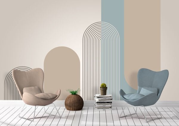 Vizon Mavi Geometrik Kapılar Duvar Kağıdı