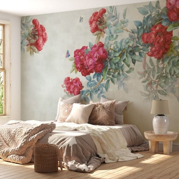 Kırmızı Sarmaşık Güller Duvar Kağıdı