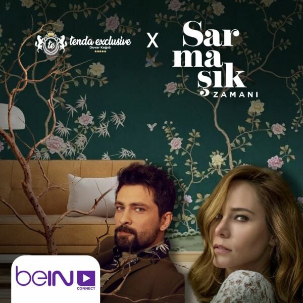 SARMAŞIK ZAMANI  Dizi Genç Odası Turuncu Lacivert Geometrik Kapılar Duvar Kağıdı