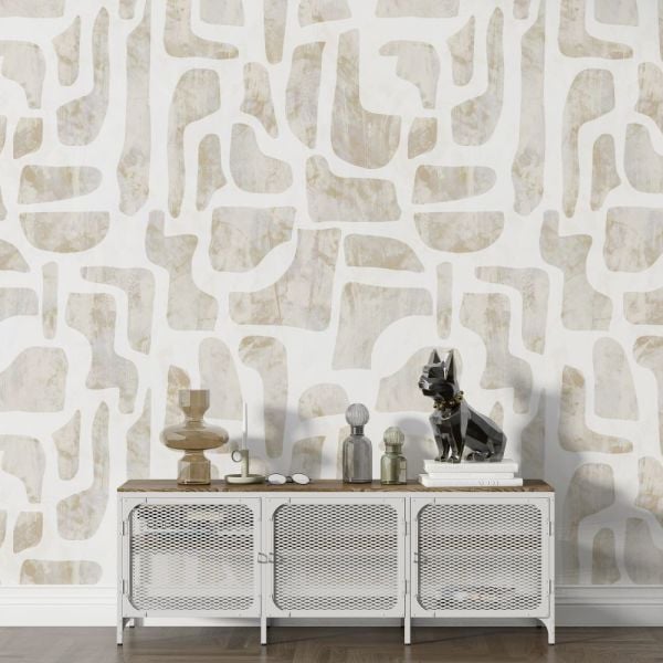 Geometrik Desenler Krem Kahve Duvar Kağıdı