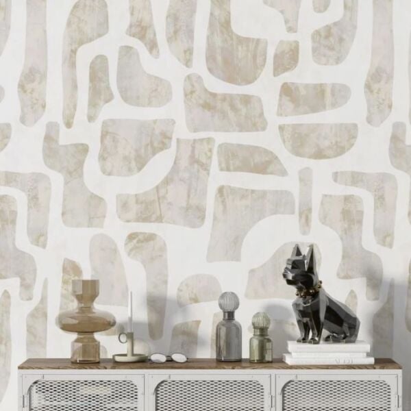 Geometrik Desenler Krem Kahve Duvar Kağıdı