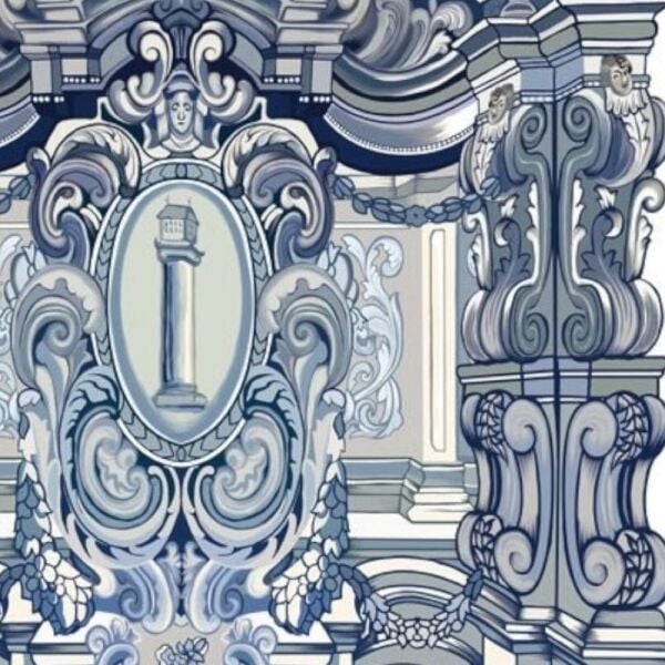 Özel Tasarım Barok Desen Gri Zemin Renk Duvar Kağıdı
