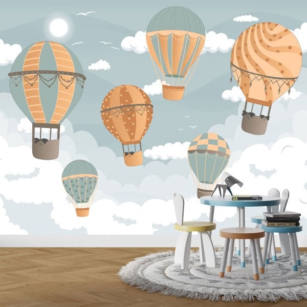 Renkli Tatlı Paraşütler Çocuk ve Genç Odası Duvar Kağıdımız