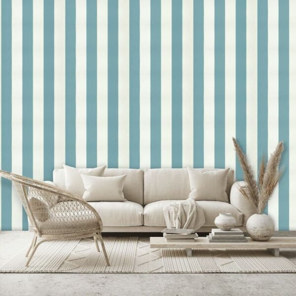 Ralph Lauren Kayrak Mavisi Çizgili Duvar Kağıdı