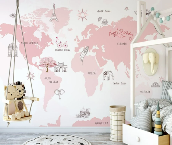 Pembe Dünya Kıtalar Şirin Duvar Kağıdı