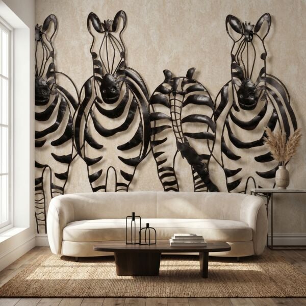 Uva Üç Boyutlu Zebralar Duvar Kağıdı