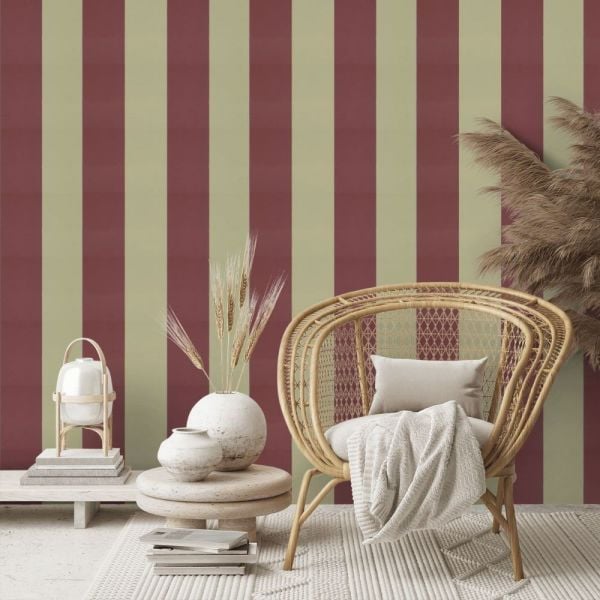 Gül Ağacı Renk Kalın Çizgili Duvar Kağıdı