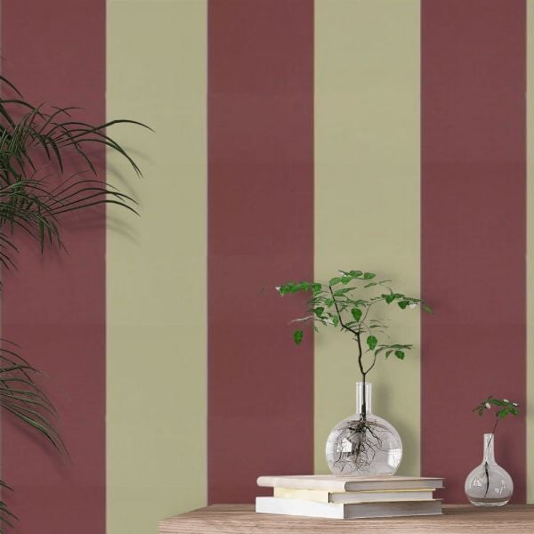 Gül Ağacı Renk Kalın Çizgili Duvar Kağıdı