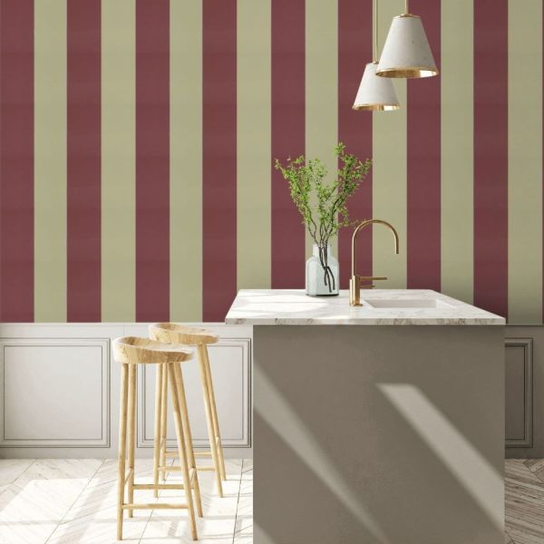 Gül Ağacı Renk Kalın Çizgili Duvar Kağıdı