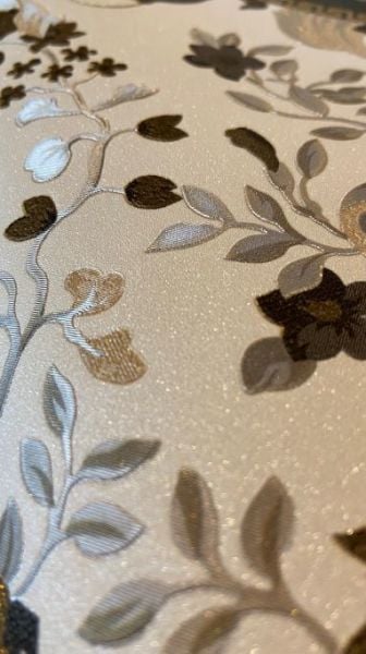Versace 5 Koleksiyonu Barok Desen Kahverengi Duvar Kağıdı