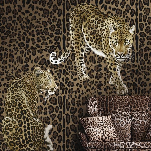 Leopar Zeminde Leoparlar Pano Duvar Kağıdı