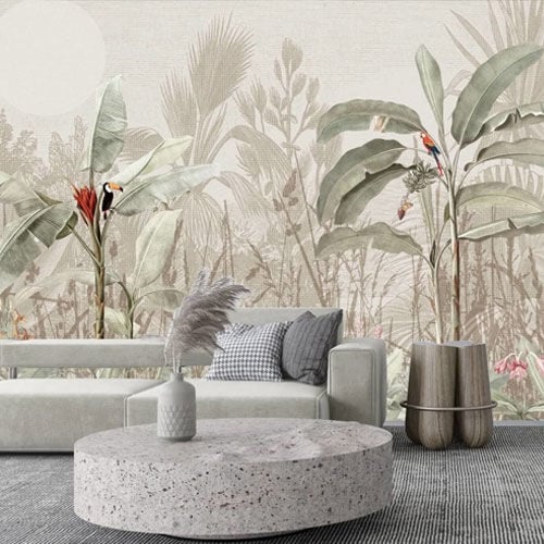 Senden Daha Güzel Dizi Tropik Ağaçlar Papağanlar Duvar Kağıdı