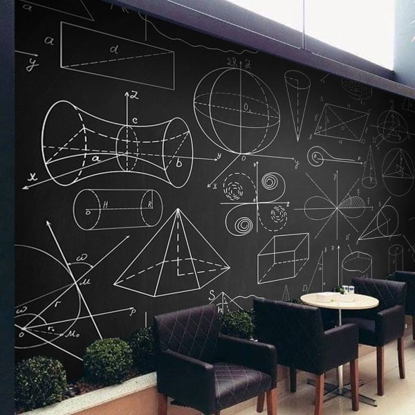 Black Board Çizimli Duvar Kağıdı