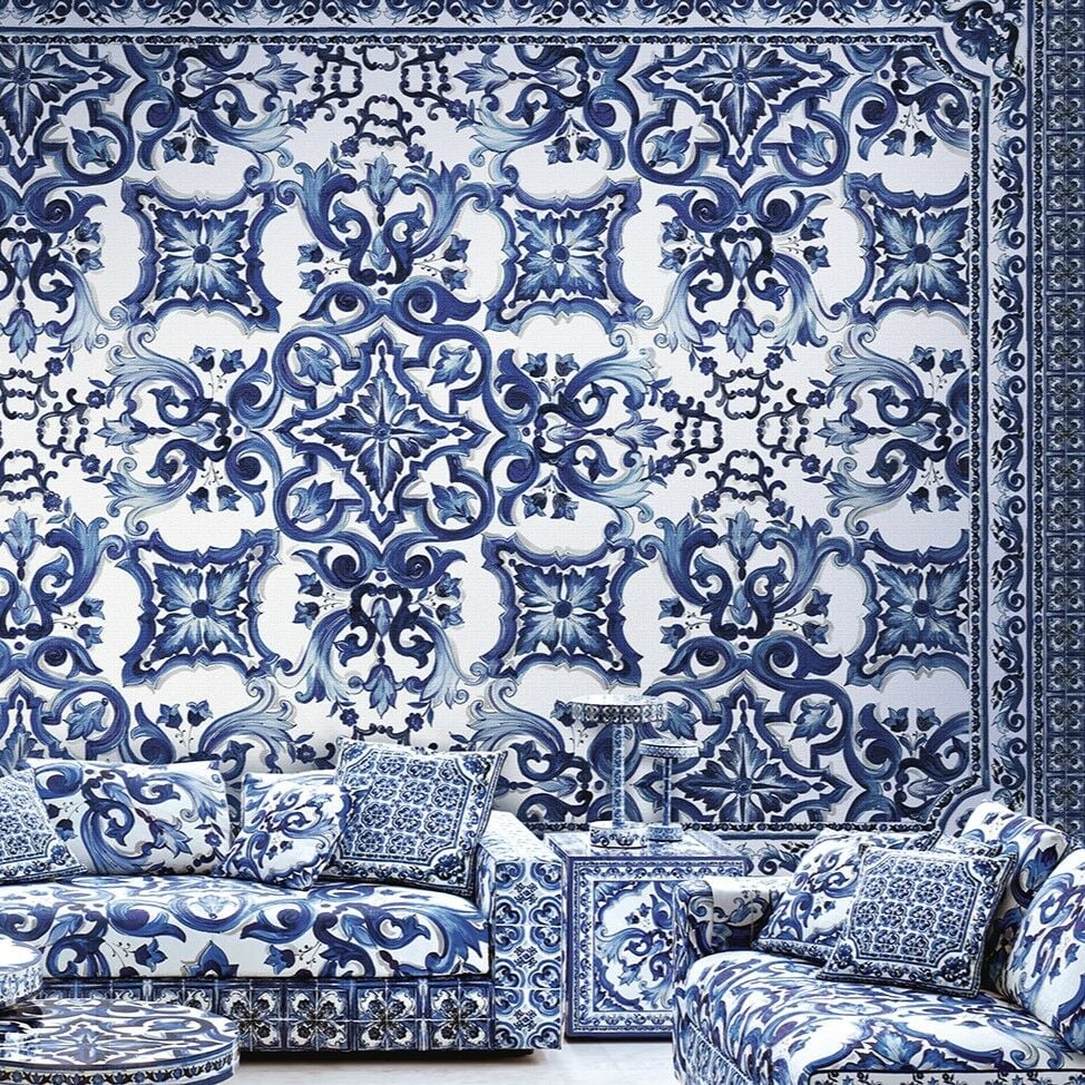 Dolce Gabanna Mavi Desenler Pano Duvar Kağıdı