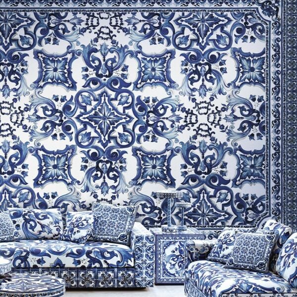 Dolce Gabanna Mavi Desenler Pano Duvar Kağıdı