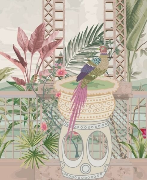 Kuş Bahçesi Çiçekler Özel Tasarım Duvar Kağıdı