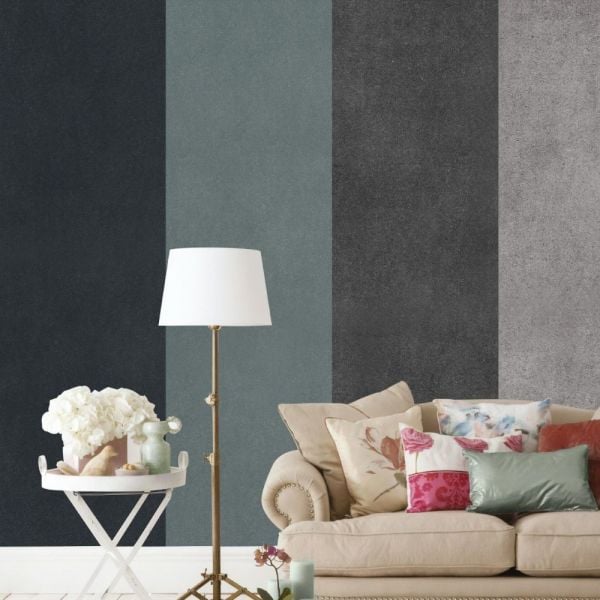 Siyah Antrasit Gri Kalın Çizgili Duvar Kağıdı
