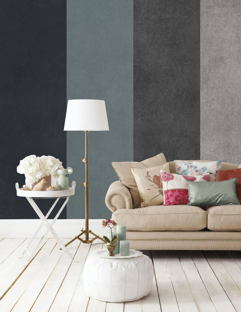 Siyah Antrasit Gri Kalın Çizgili Duvar Kağıdı