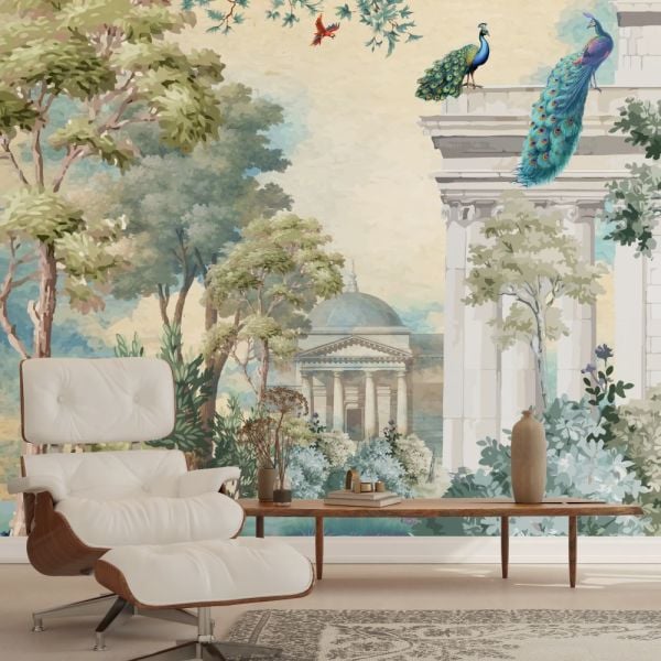 Saray Bahçesi Tavus Kuşları Tasarım Duvar Kağıdı