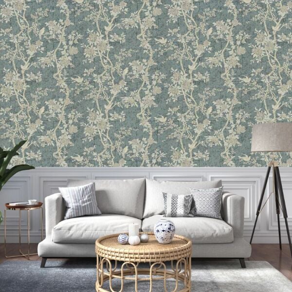 Marlowe Floral Kuşlar Çiçekler Duvar Kağıdı