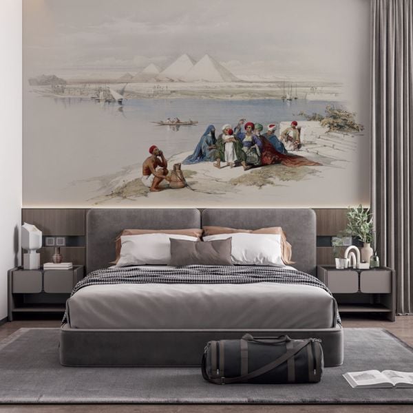 Piramitler Önünde Çalışan Kadınlar Duvar Kağıdı