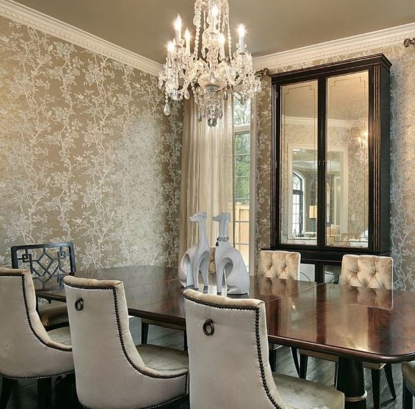 Marlowe Floral Sedef Doku Kuşlar Çiçekler Duvar Kağıdı