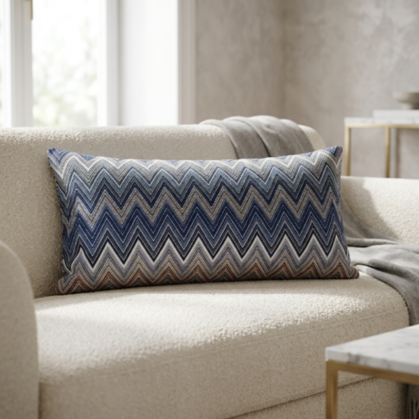 Zigzag Mavi Desen Bel Yastığı