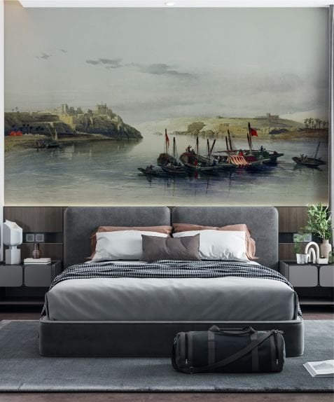 Kale Surlar Önünde Balıkçı Tekneleri Duvar Kağıdı