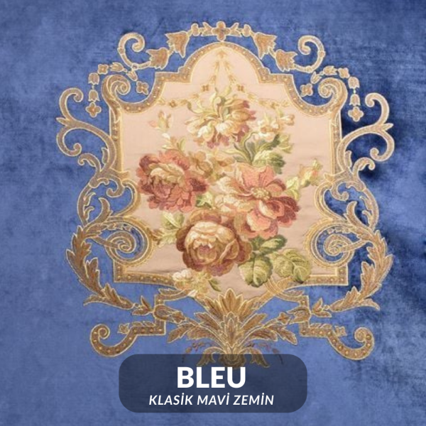 Kadife Üzerine Aplike Nakışlı Pano Kumaş