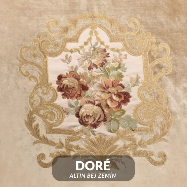 Kadife Üzerine Aplike Nakışlı Pano Kumaş