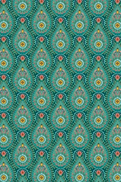 Yeşil Yağmur Damlaları Tasarım Duvar Kağıdı