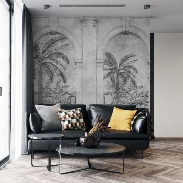 Sütunlar İçinde Palmiye Ağaçları Duvar Kağıdı