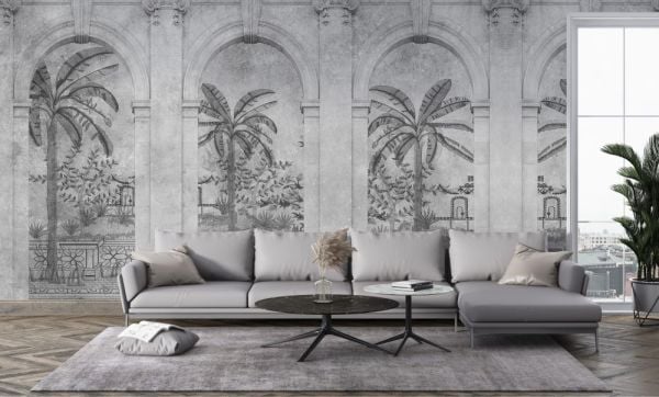 Sütunlar İçinde Palmiye Ağaçları Duvar Kağıdı