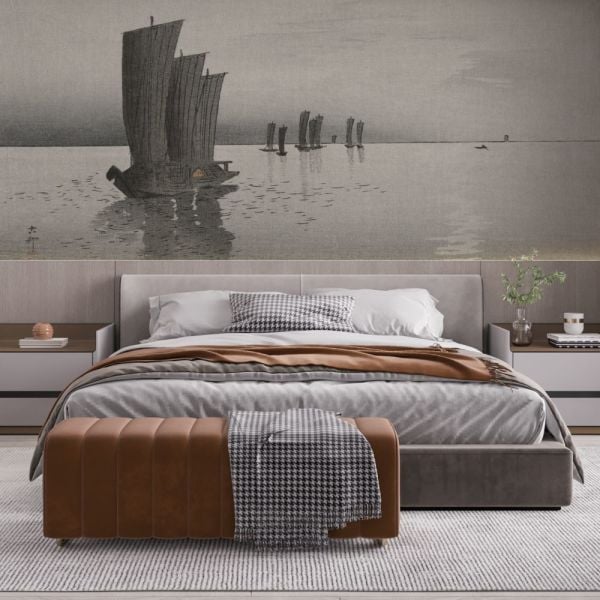 Denizde Ağaç Kütükleri Tasarım Duvar Kağıdı