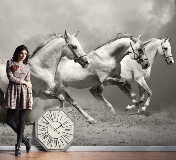 Beyaz Atlar Koşarken Duvar Kağıdı