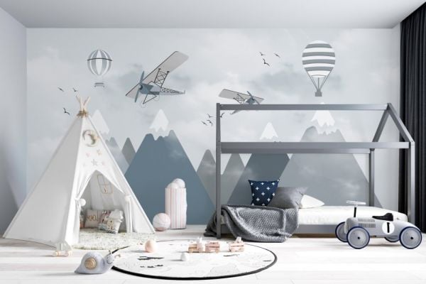 Karlı Dağlar Hava Balonları Ve Planörler Duvar Kağıdı