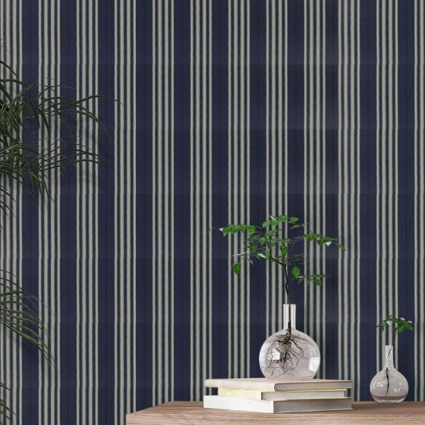 Gece Yarısı Renk İmza Şerit Desen Duvar Kağıdı