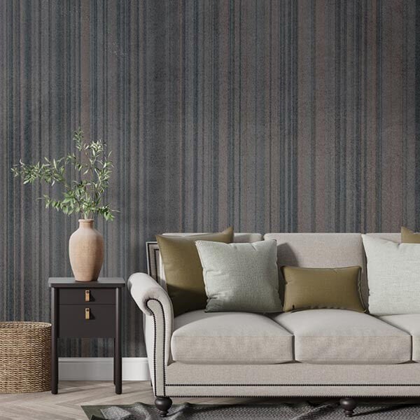 Kahve Gri Tonlarda Çizgili Duvar Kağıdı