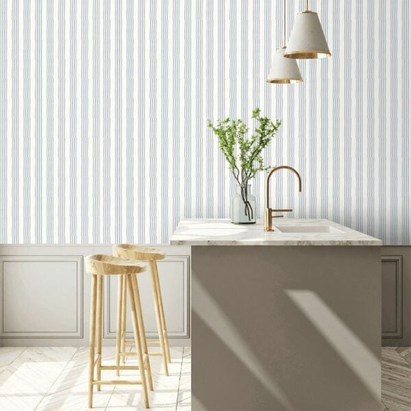 Porselen Mavi İmza Çizgili Duvar Kağıdı