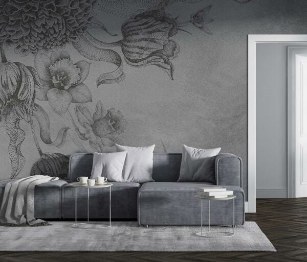 Nokta Çalışması Tasarım Çiçekler Duvar Duvar Kağıdı