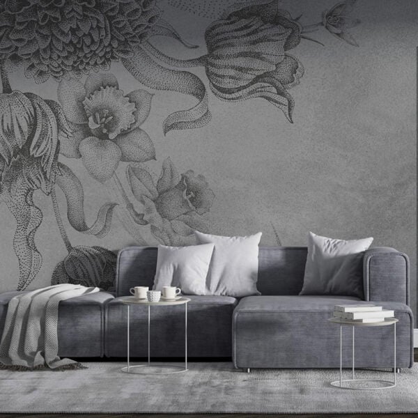 Nokta Çalışması Tasarım Çiçekler Duvar Duvar Kağıdı